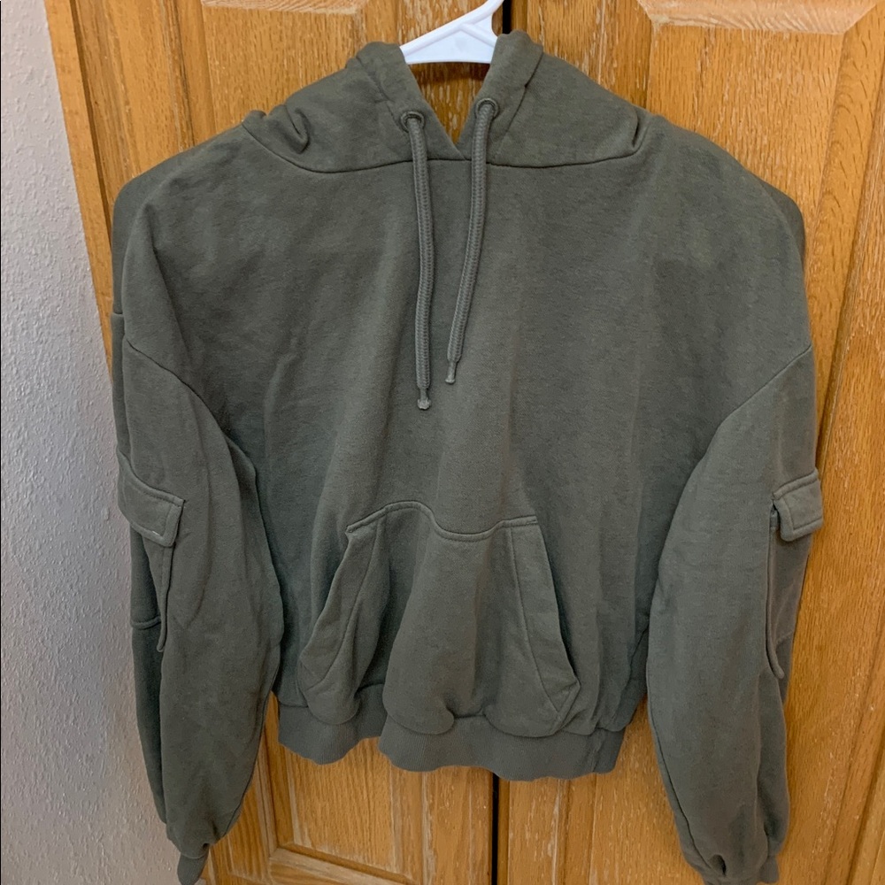 H & M Divided Olive Green Casual Hoodie - Cargo pockets on sleeves